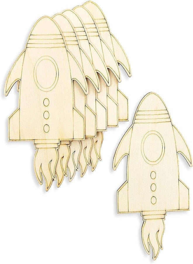 Cliths 24 Pack Unfinished Wood Cutouts for Outer Space Crafts, Wooden UFO, Astronaut, Planet, Rocket Ship (5.5 x 4.6 in) - Image 5
